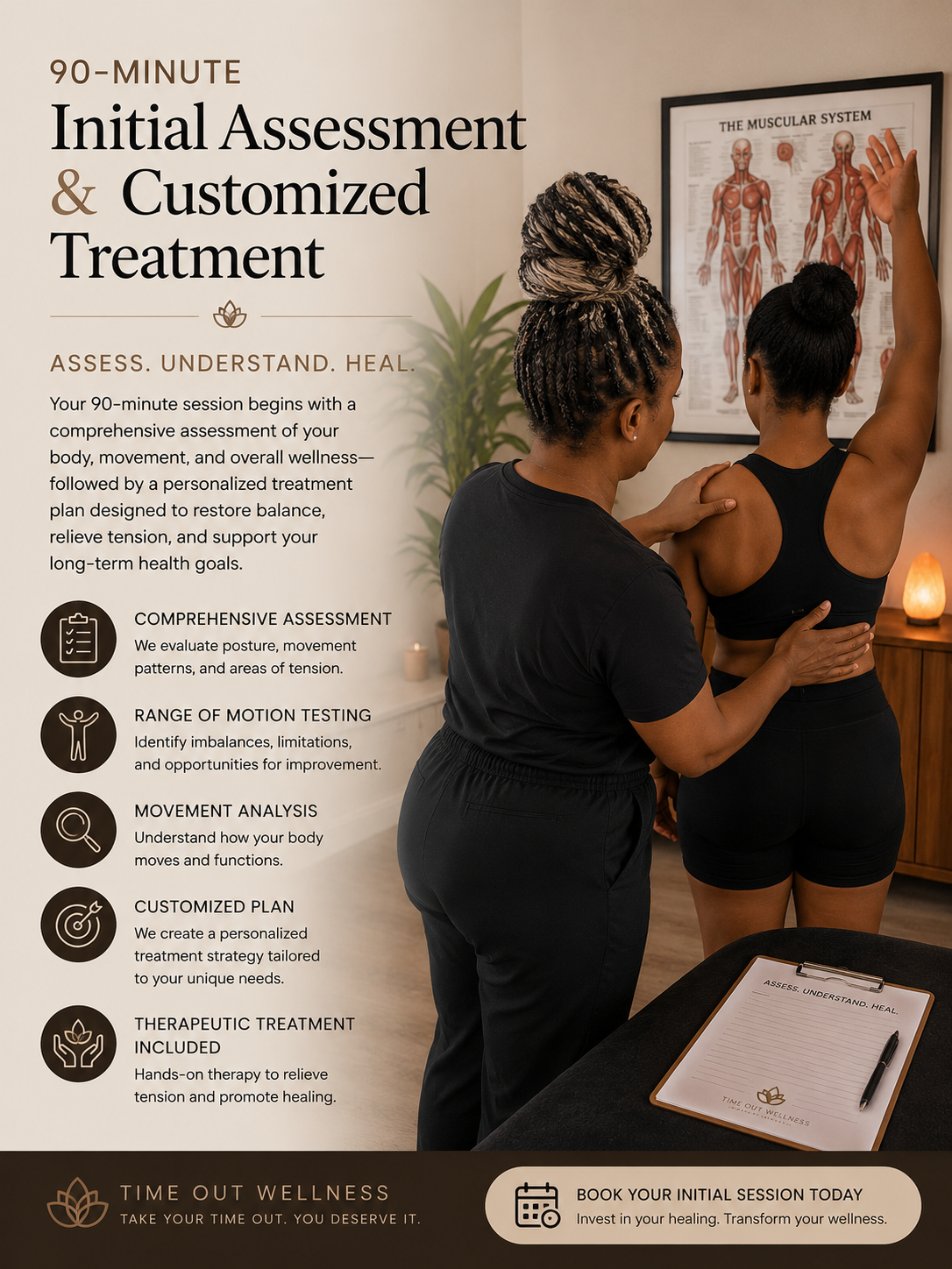 Initial Therapeutic Massage & Assessment — 90 Minutes
