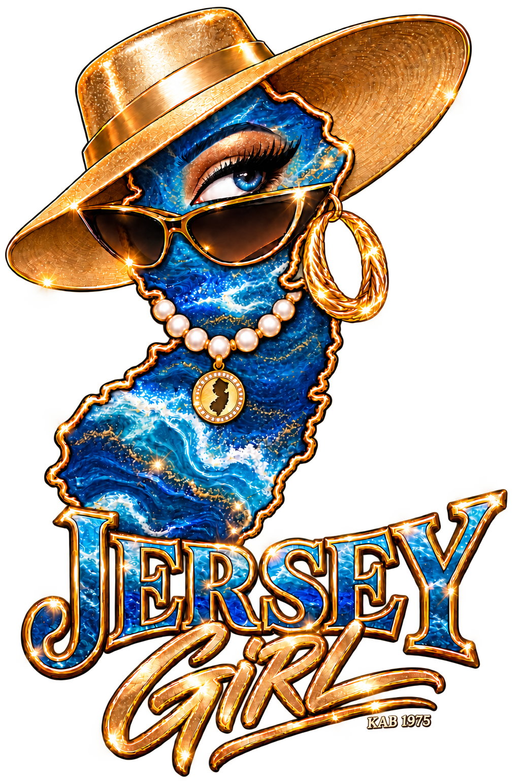 Wide Brim Jersey Girl bust artwork for back print